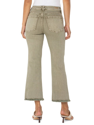 Liverpool Hannah Cropped Flare Denim - Olive