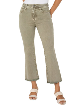 Liverpool Hannah Cropped Flare Denim - Olive