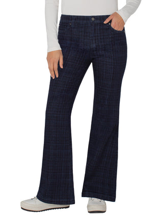 Liverpool Hannah Flare Denim - Indigo Plaid
