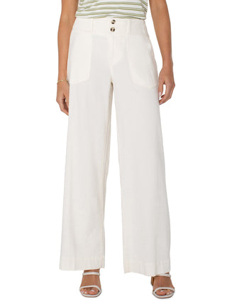 lightweight cream colored denim flare pants