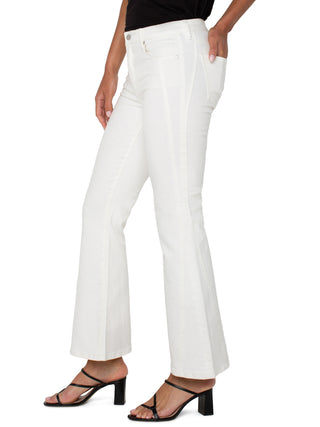Liverpool Hannah Flare Denim with Seaming - Bone White