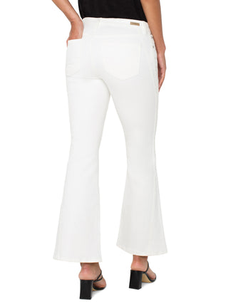Liverpool Hannah Flare Denim with Seaming - Bone White