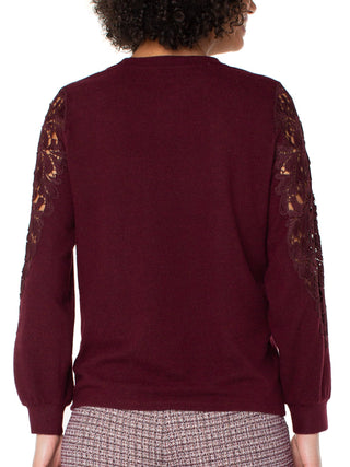 Liverpool Lace Inset Sweater - Burgundy