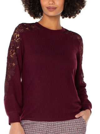 Liverpool Lace Inset Sweater - Burgundy