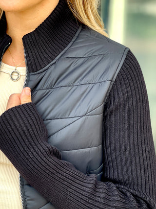 Liverpool Long Sleeve Quilted Zip Sweater
