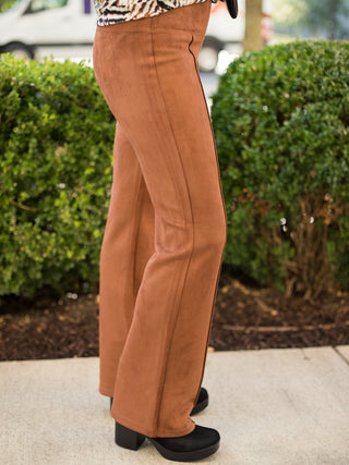 Liverpool Pearl Flare Suede Pant - Penny Brown