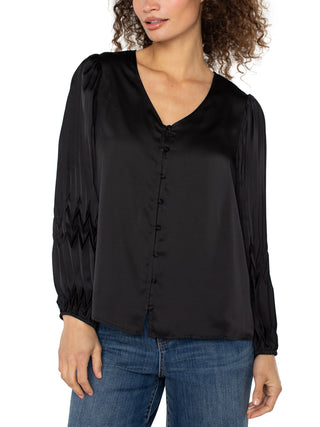 Liverpool Pleated Detail Top - Black