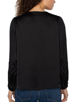 Liverpool Pleated Detail Top - Black