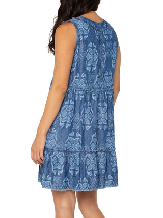 Liverpool Ruffle Fray Mini Dress - Tribal