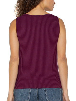 Liverpool Sleeveless Ribbed Top - Wine Berry