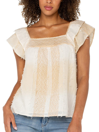 Liverpool Square Neck Blouse - Cream