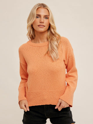 lightweight long sleeve tangerine orange cotton sweater