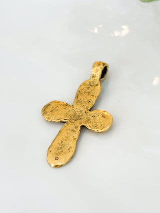 gold hammered cross charm