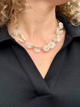 lotus leaf necklace paired with black sweater