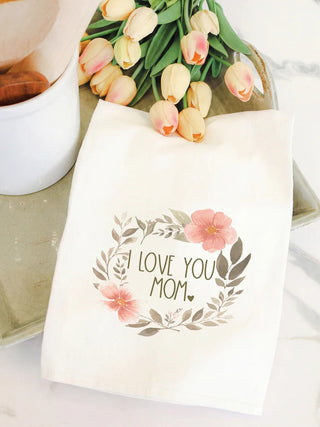 Love You Floral Wreath Towel