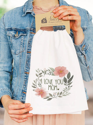 Love You Floral Wreath Towel