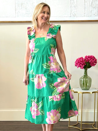 Lucky Meadows Tiered Dress - Green