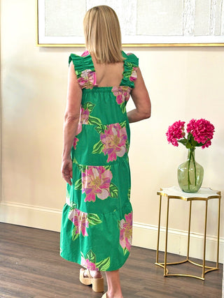 Lucky Meadows Tiered Dress - Green