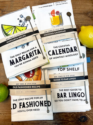 Cocktail Calendar Bar Towel & Stir Stick Set