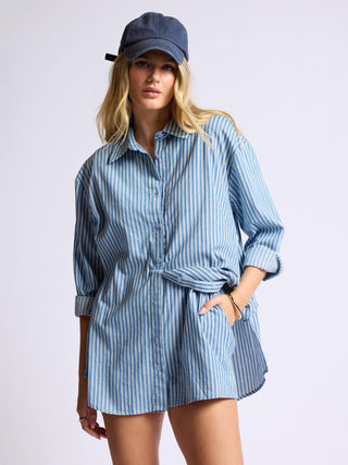 Market Day Romper - Blue/White