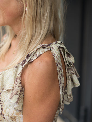 Medusa Ruffle Midi Dress - Sand