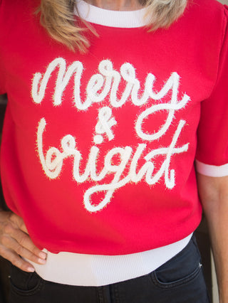 Merry and Bright Glitter Sweater - Red