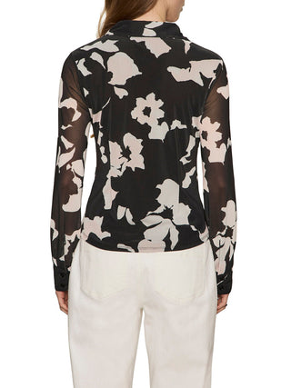 Mesh Button Down Shirt - Petal Whisper