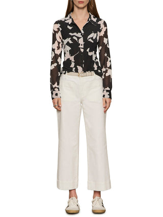 Mesh Button Down Shirt - Petal Whisper