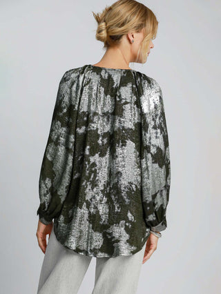 Metallic Muse Blouse - Olive