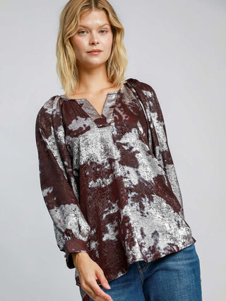 Metallic Muse Blouse - Merlot