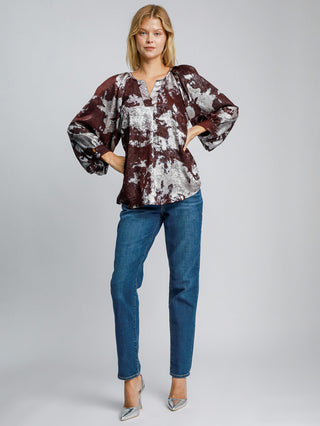 Metallic Muse Blouse - Merlot