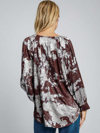 Metallic Muse Blouse - Merlot