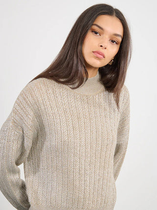 Molly Bracken Metallic Sweater - Beige