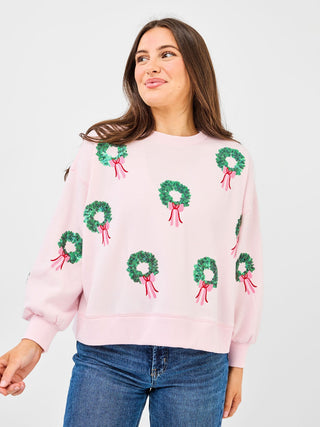 Millie Wreath Sweatshirt - Pink