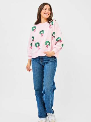 Millie Wreath Sweatshirt - Pink