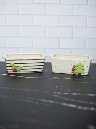 Mini Loaf Pan and Towel Set - Holly Berry