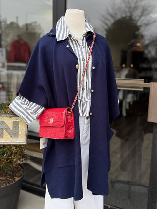 Molly Bracken Harbor Knit Cape - Navy