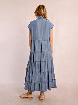 Molly Bracken Tiered Maxi Dress - Denim Blue