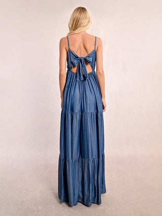 Molly Bracken Tie-Back Maxi Dress - Denim Blue