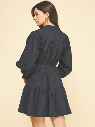 Moonlit Muse Button Down Mini Dress - Ink