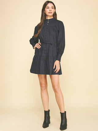 Moonlit Muse Button Down Mini Dress - Ink