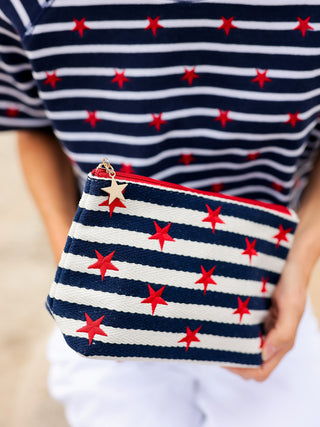 Morgan Stars Zip Pouch - Navy/White