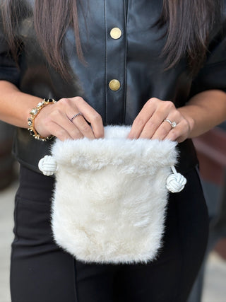 Mou Petite Fur Purse - White
