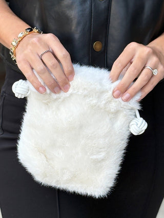 Mou Petite Fur Purse - White