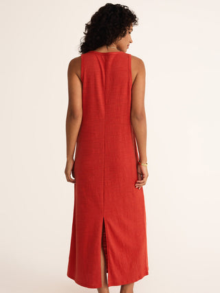 Mystic Textured Midi Dress - Cabana Red