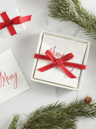 Merry Merry Napkins and Ceramic Tray