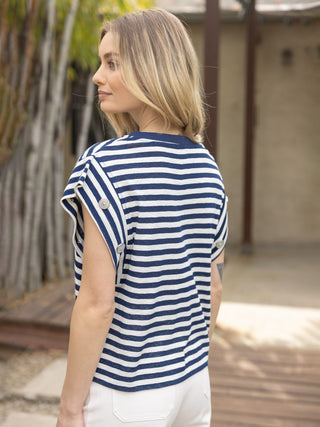 Nautical Charm Short Sleeve Top - Navy