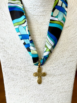 Necklace Scarf - Blue/Green Swirl