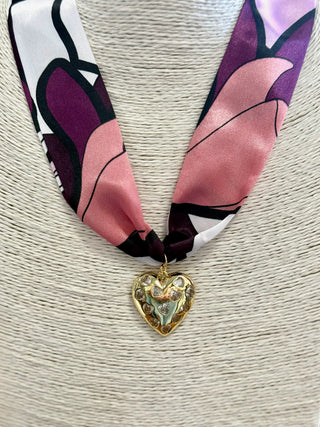 Necklace Scarf - Pink/Purple Abstract
