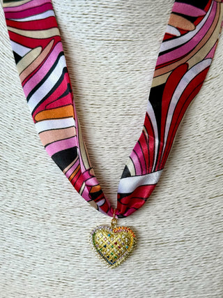 Necklace Scarf - Pink Swirl